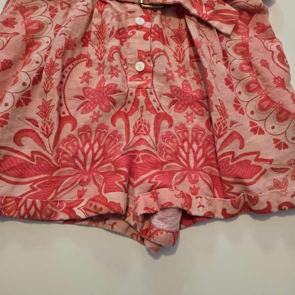 FARM Rio Jaipur Red Romper Short sleeves Collared Front button Size L - Picture 3 of 14